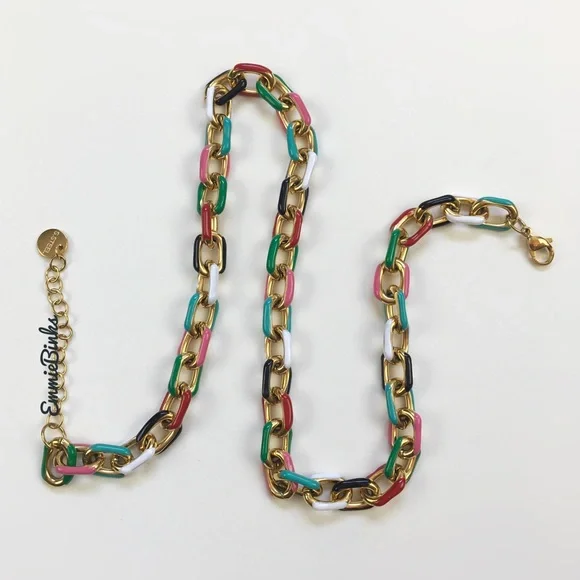 LAST ONE New Rainbow Color Block Chain Choker Necklace ~ Stainless Steel Enamel - Picture 8 of 16